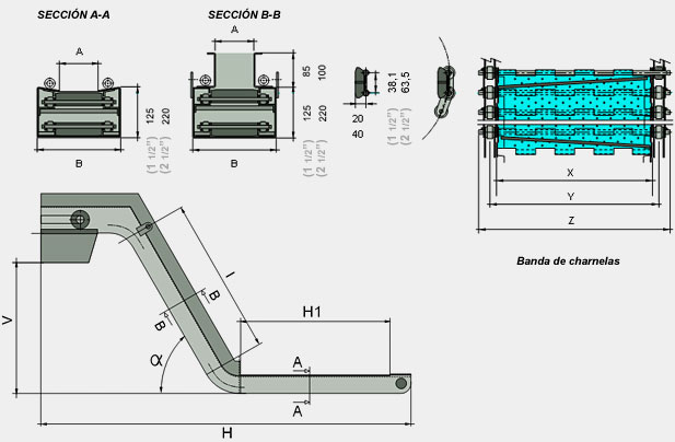 Paso de cadena 1 1/2” y 2 1/2”